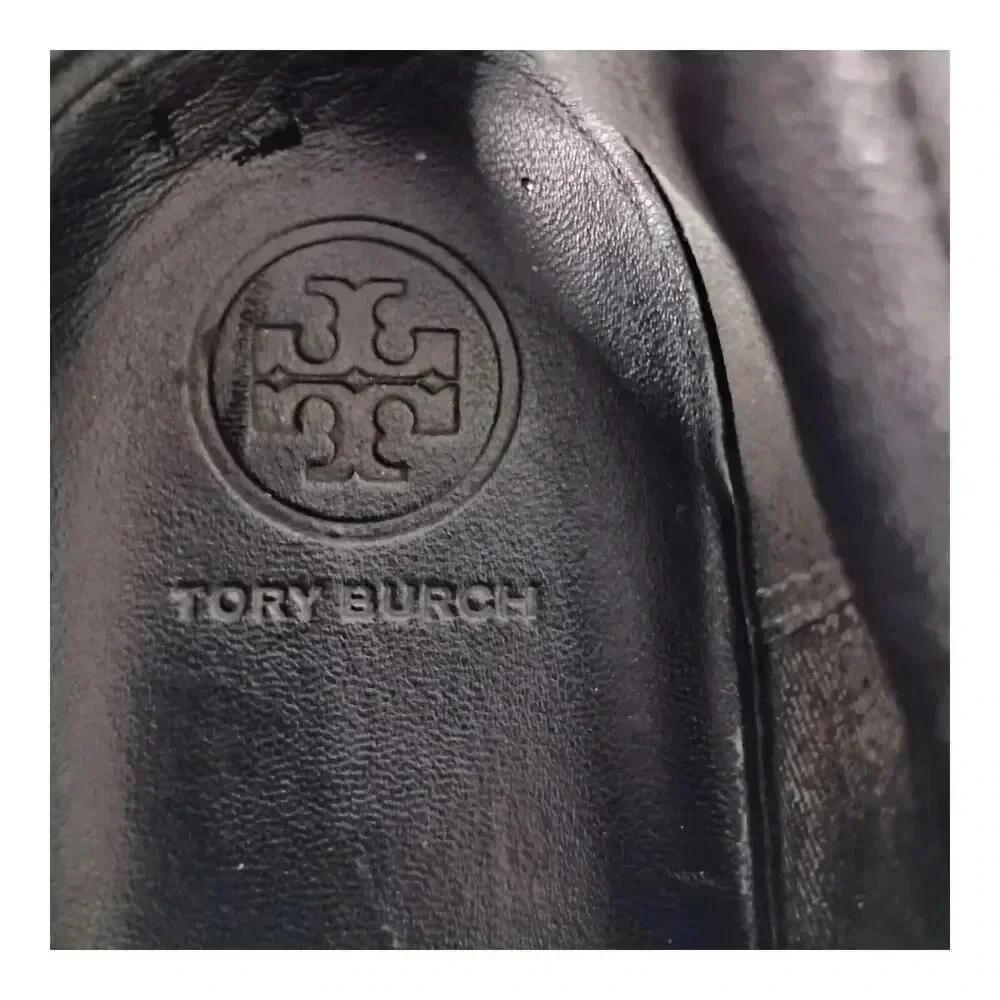 Tory Burch Greer Fashion Sneaker Rhinestone Buckle Satin Leather Black Women's 7